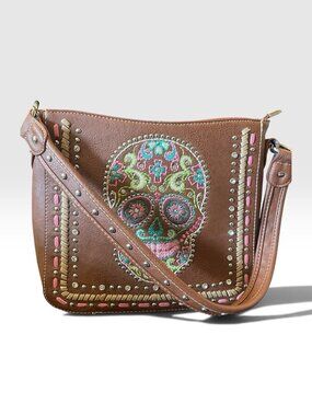 Brown faux-leather shoulder bag by Montana West